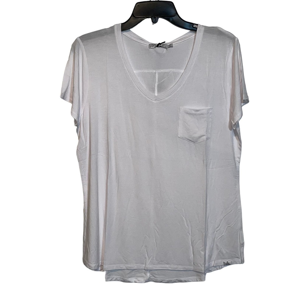 Prana Women's Foundation Short Sleeve V Neck Top white large